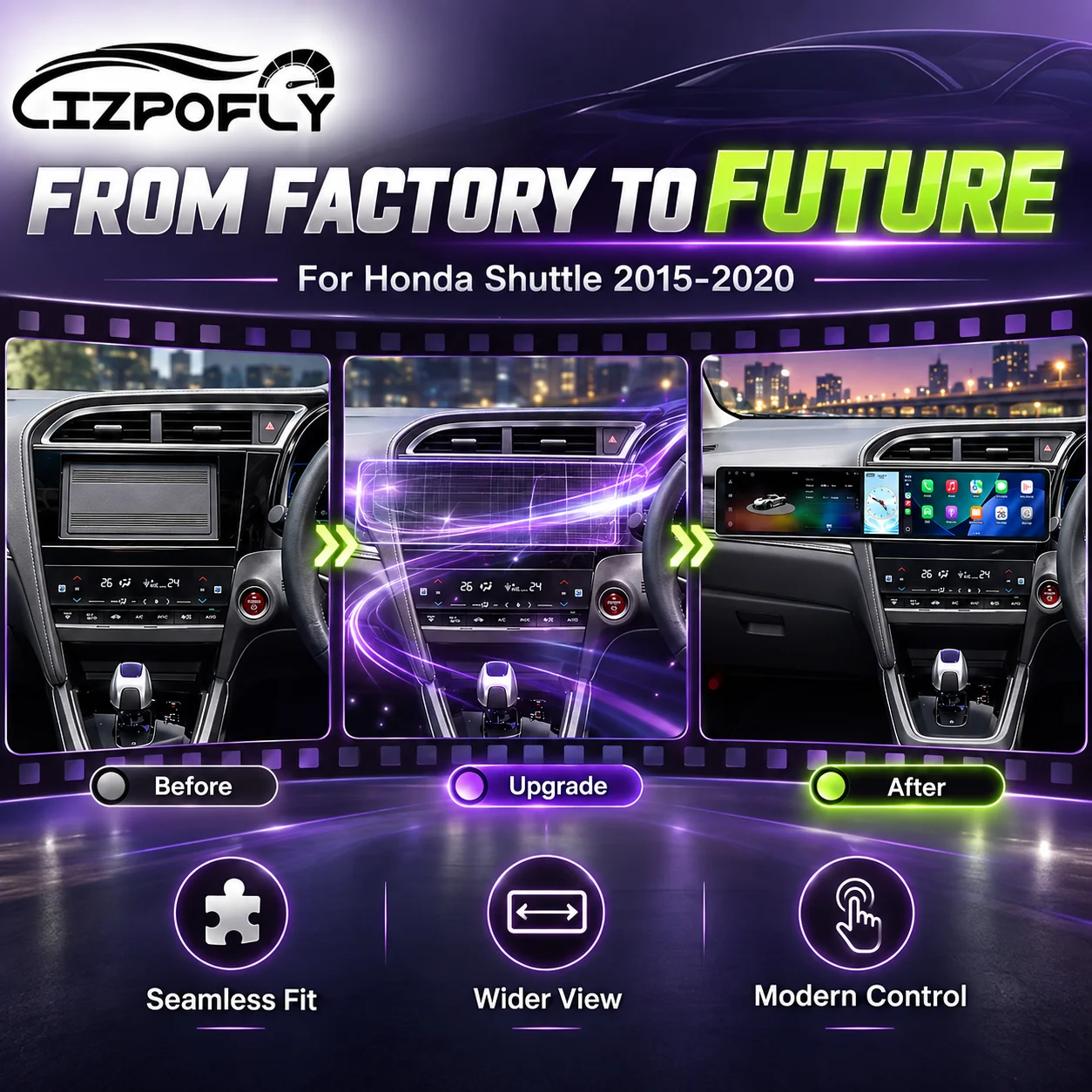 Lizpofly Dual 12.3 inch Android Car Radio For Honda Shuttle 2015-2020 CarPlay GPS Navigation Multimedia Video Player Stereo