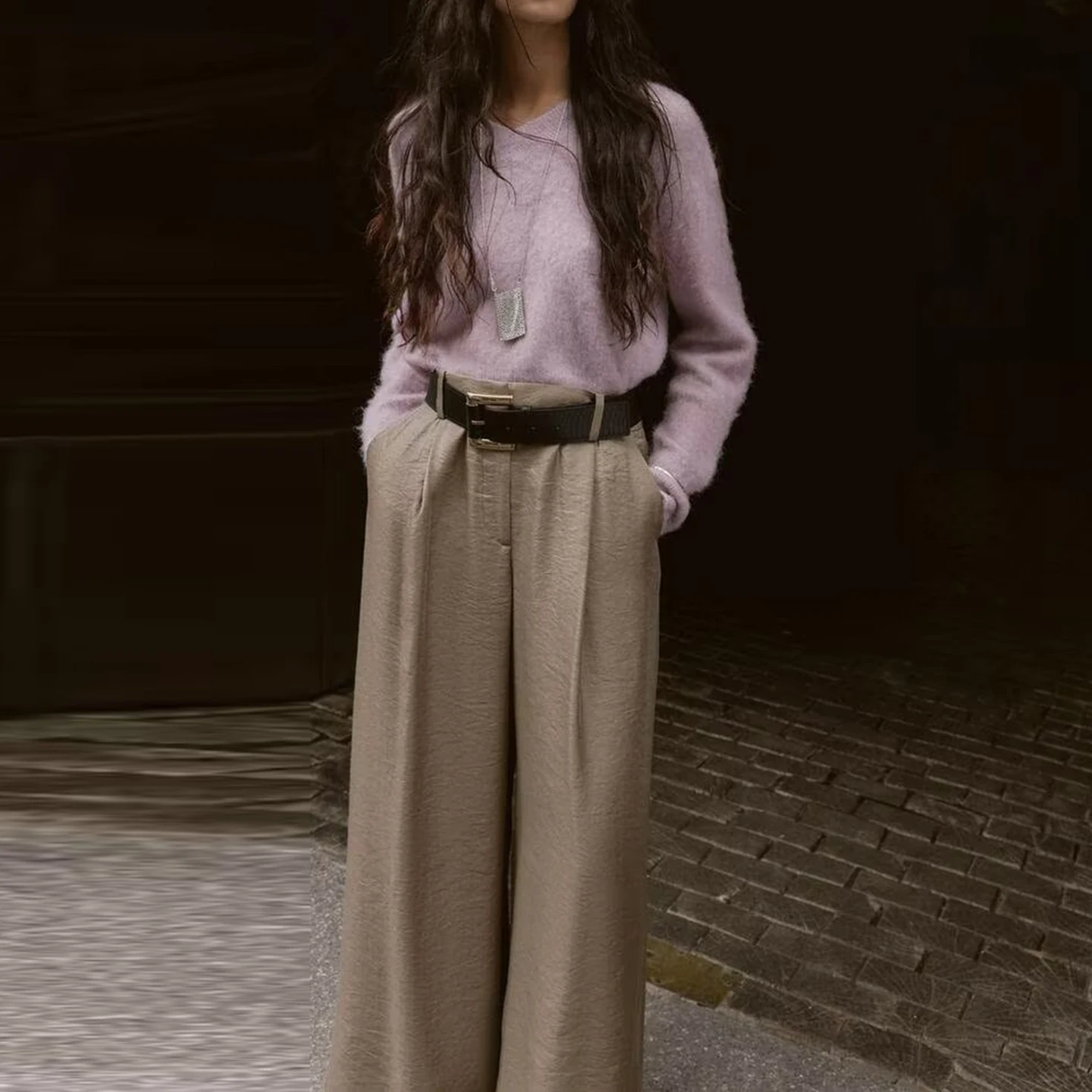 Herbst 2025, Damen-Strickpullover, Farbe, Reibeffekt, sorgfältig, lässig, V-Ausschnitt, lang, Sve-Strickwaren, Ele