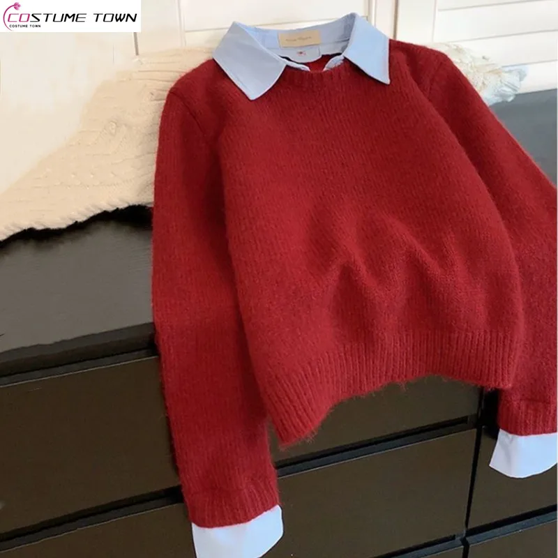 

25 Autumn/Winter New Chinese Style Simple Fashion Imitation Two Piece Knitted Sweater