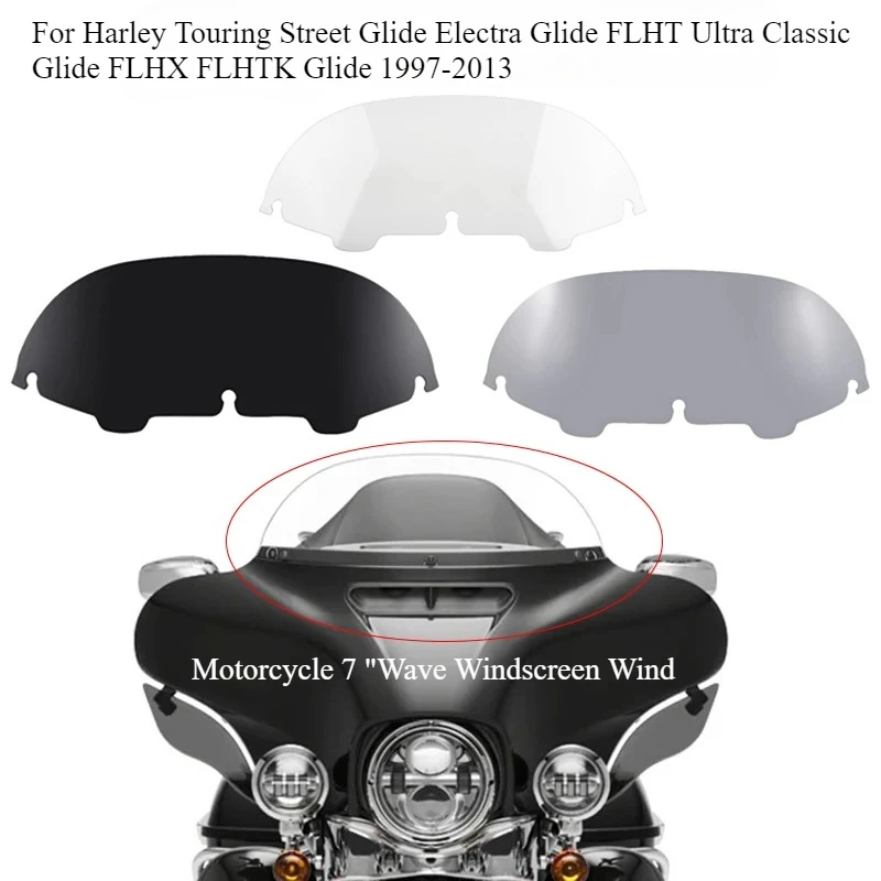 

Motorcycle 7 "Wave Windscreen Wind for Harley Touring Street Glide Electra Glide FLHT Ultra Classic Glide FLHX FLHTK 1997-2013