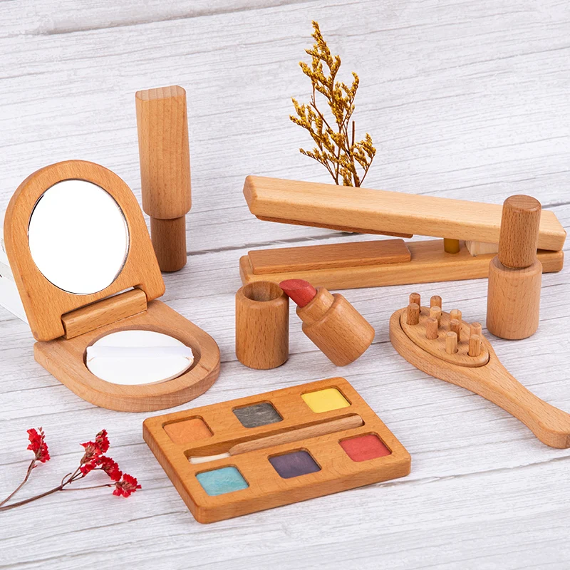Wooden simulation medical box stethoscope injection cosmetic bag make-up play children's Toy Screw Toolbox