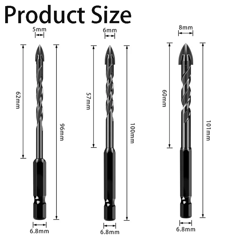 Imagem -02 - Cruz Hex Tile Drill Bit Grupo Vidro de Concreto da Telha Cerâmica Hard Alloy Triangle Drilling Bit Abridor de Furos Profissional mm mm mm 10 Pcs