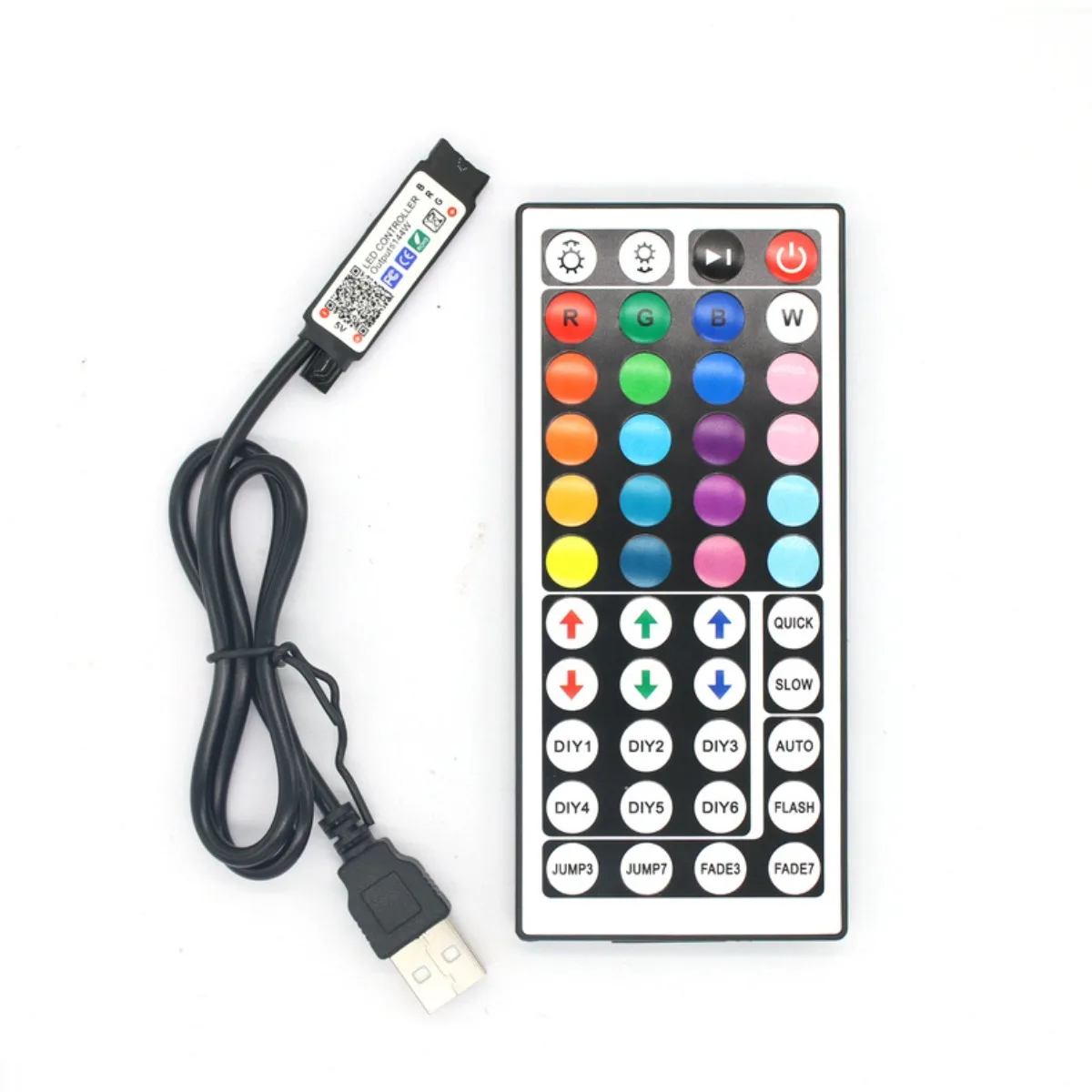 44 مفتاحًا IR للتحكم عن بعد 4Pin RGB مخرج مزدوج ذكي USB بلوتوث APP تحكم لـ 5 فولت 5050 2835 RGB LED قطاع ضوء باهتة