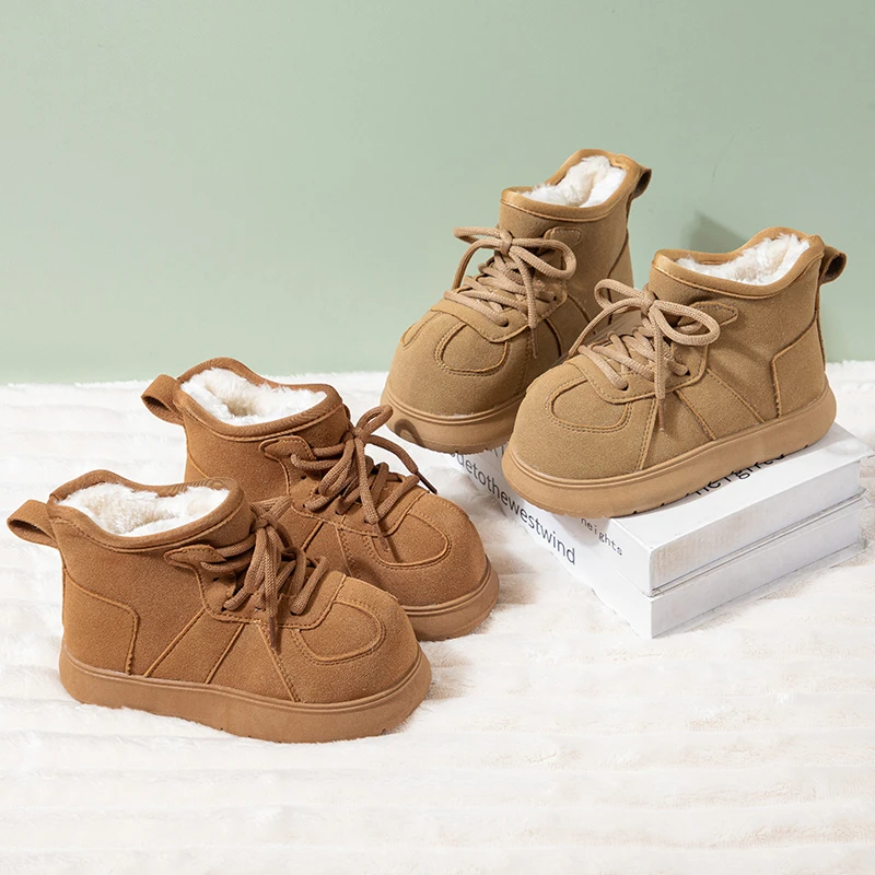 

2025 girl's snow boots Winter Children's thick cotton boots Anti-skid boy's warm soft sole coldproof short boots