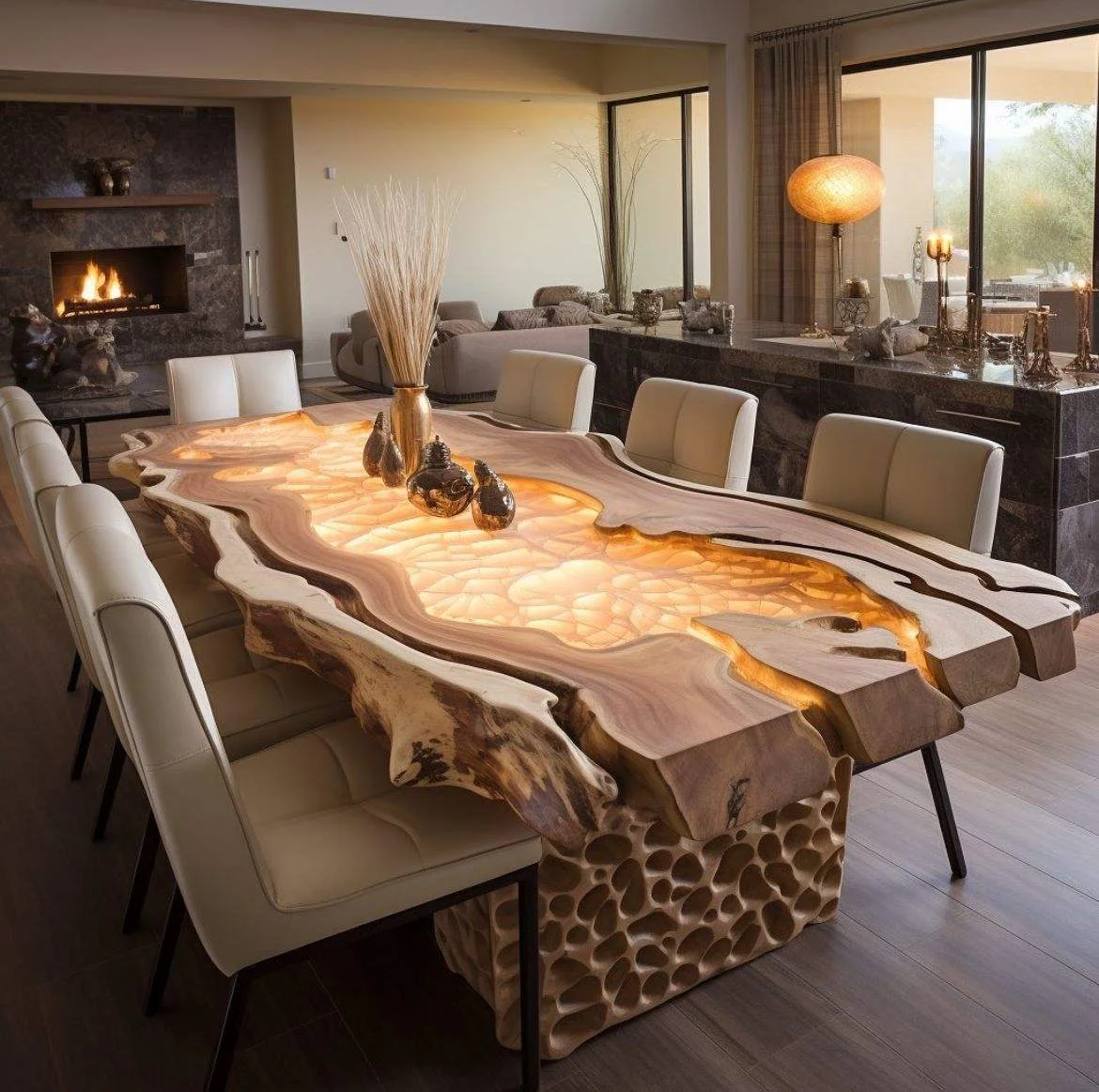Artistic VersatileTable Modern Wooden Resin Dining Table Epoxy Oak Modern River Table Luxury Epoxy Resin Dining Table For Home