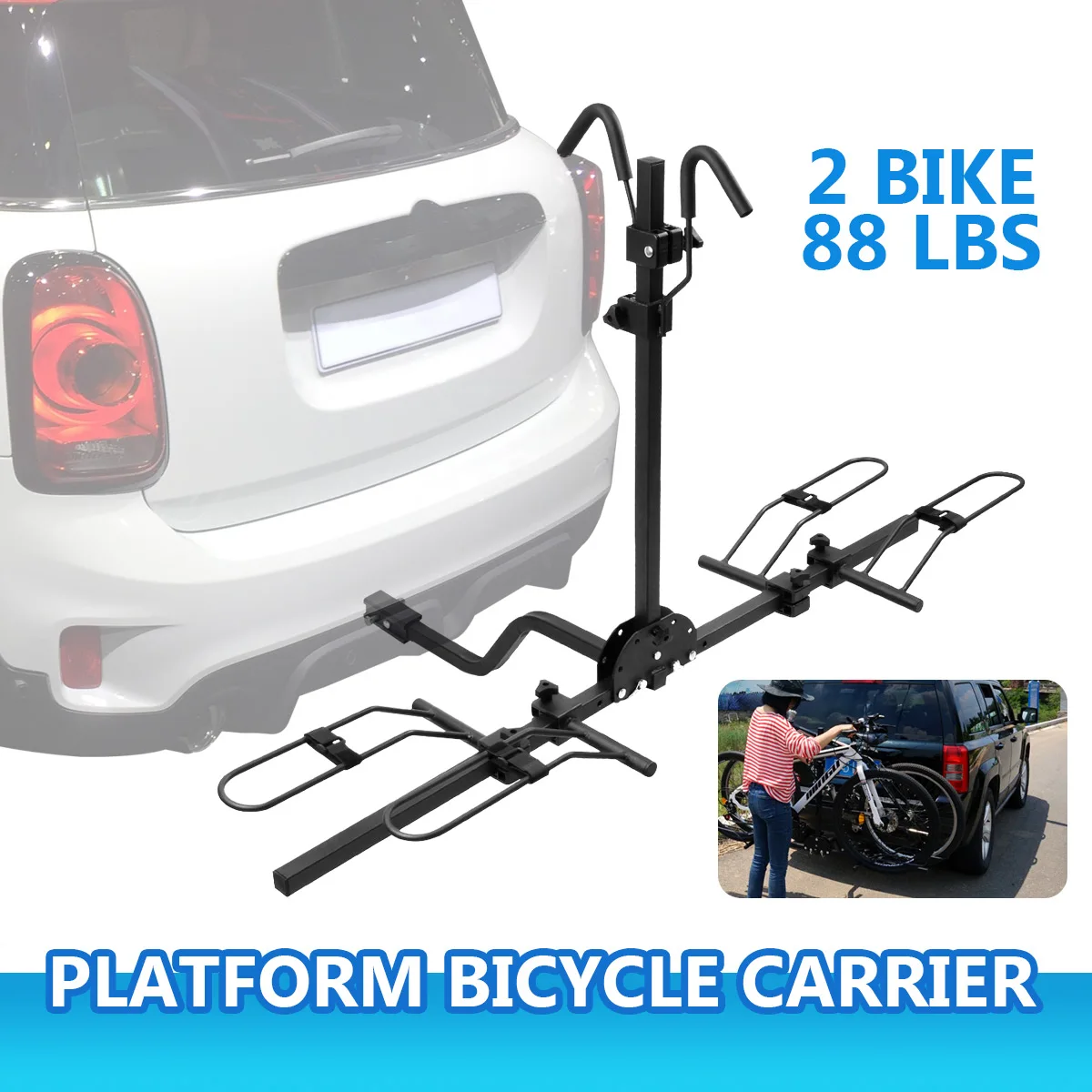 Foldable 2 Bike Bicycle Platform Car Rear Carrier Rack 2