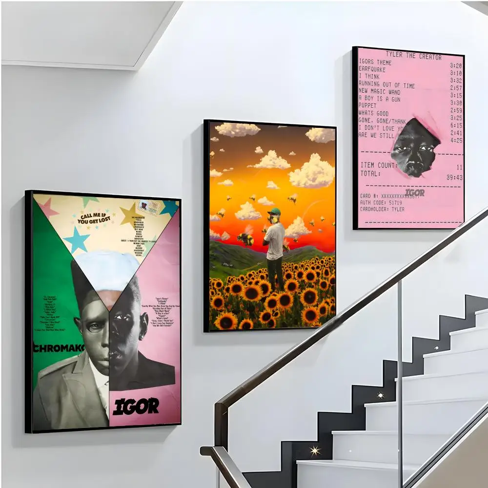 ملصق أنيق لمغني الراب T-Tyler The Creator ملصق مثالي فني ذاتي اللصق مصمم لمساحات مكتب الطعام المنزلية المتينة #3