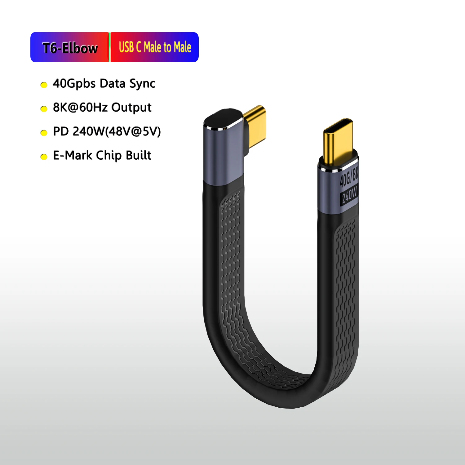 MCGILLON Ellbogen USB 3. 0 Gen3 40 Gbit/s FPC-Kabel PD 4,0 W 5a Schnell ladung Typ C zu Typ C Kabel Thunderbolt 4 8k @ 60Hz Kabel USB C Datenkabel 7