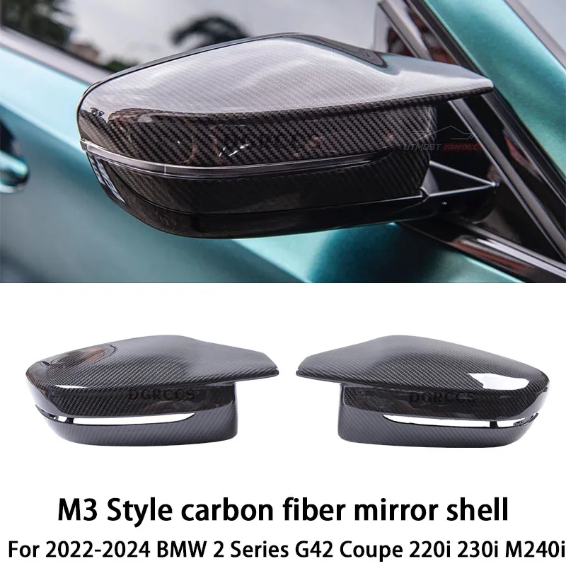 

For BMW 2 Series 2022-2024 G42 Coupe 220i 230i M240i M3 Style carbon fibre Reverse mirror and rearview mirror housing