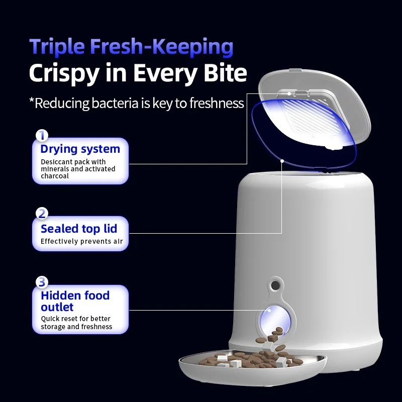 Smart Automatic Pet Feeder App Control Intelligent Feeder with Camera Monitoring for Dogs and Cats
