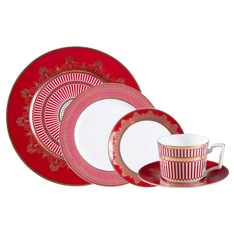 

European style restaurant steak plate, serving plate, luxurious home ceramic coffee cup, tea cup, pastry dish