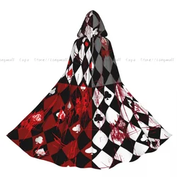 Adult Halloween Queen Of Heart Bloody Cloak Cape Hooded Medieval Costume Full Length Dress Coat
