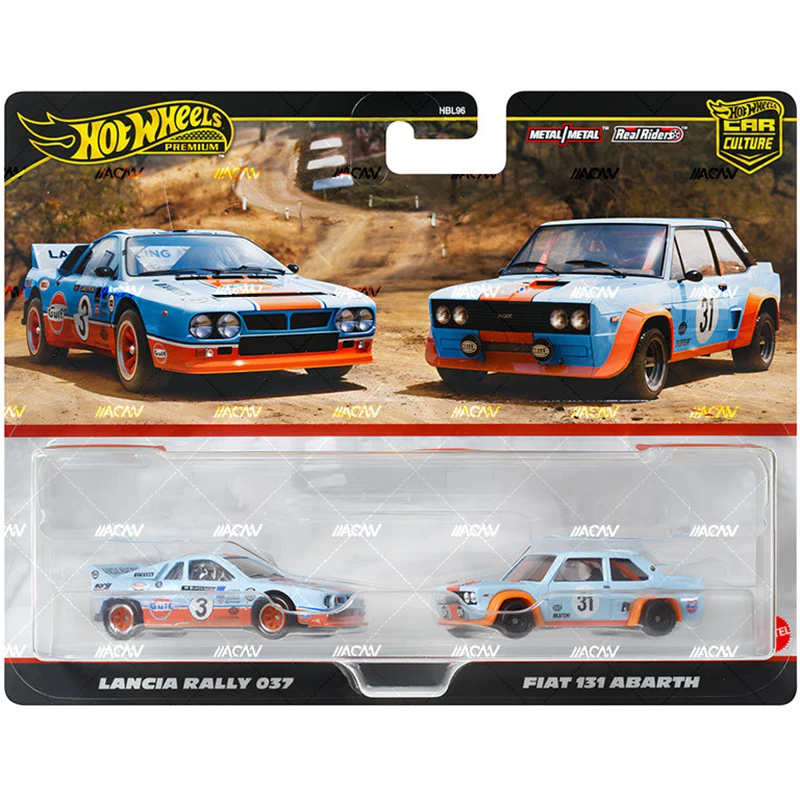 Hot Wheels Cars Premium Car Culture Lancia Rally 037 & Fiat 131 Abarth 1/64 Metal Die-cast Model Collection Toy Vehicles HBL96