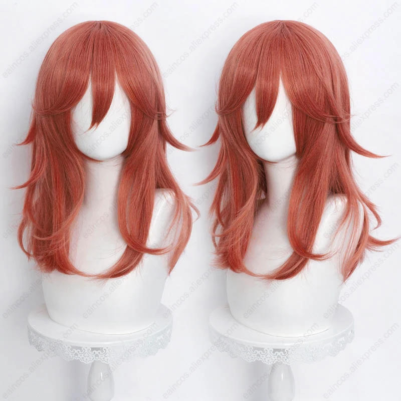 Peluca de Cosplay de Anime Angel Devil, cabello sintético resistente al calor, naranja, fiesta de Halloween, 50cm de largo