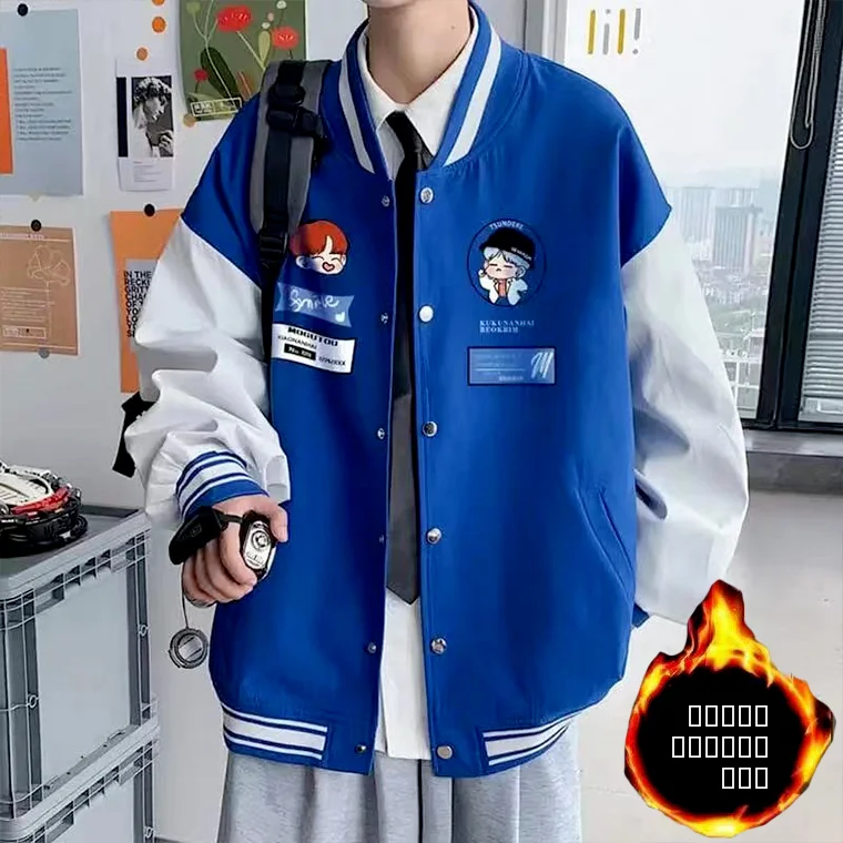 

Свободный крой, бейсбольный джет, мужской осенне-зимний новый дизайн, повседневная верхняя одежда в стиле ретро для пар, теплая ткань из полиэстера