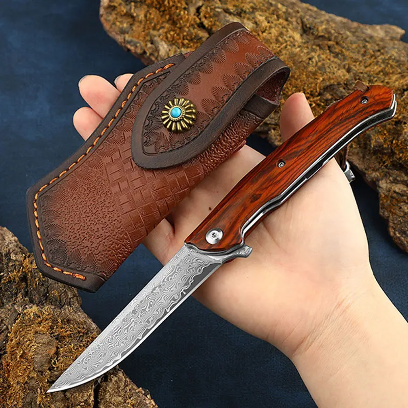 Folding Knife Damascus Steel VG10 Folding Knife Outdoor Knives Mini Pocket Knife Field Defense Knife Collector Knife