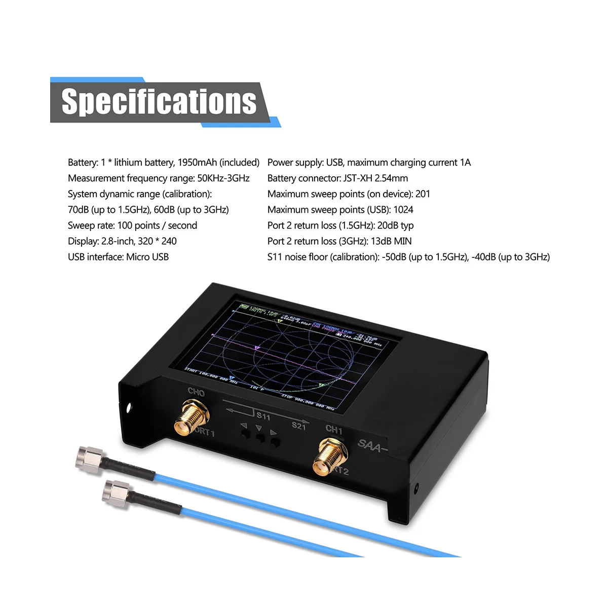 Imagem -04 - Vector Network Analyzer com Tft Touch Screen Antena de Ondas Curtas Nanovna v2 3g Saa2 hf Vhf 28 Pol