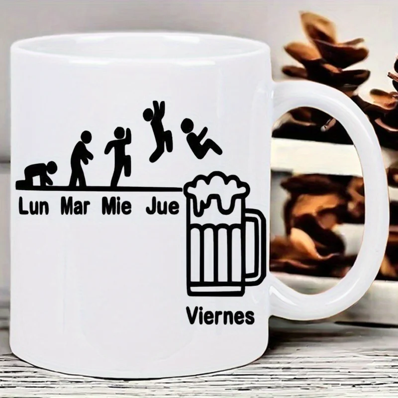 كوب البيرة الأسبوعي - كوب القهوة والبيرة المضحك لعيد الميلاد إلى الجمعة بتصميم تحفيزي، غسيل يدوي فقط، هدية مكتبية رائعة #2