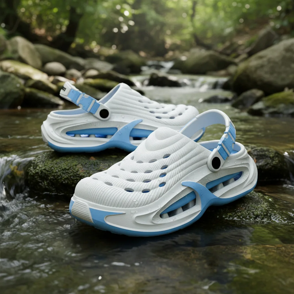 Neue Lochschuhe für Herren im Sommer, dicksohlig, rutschfest, atmungsaktive Fahrersandalen, langlebige und modische Strandschuhe. – Detail 9