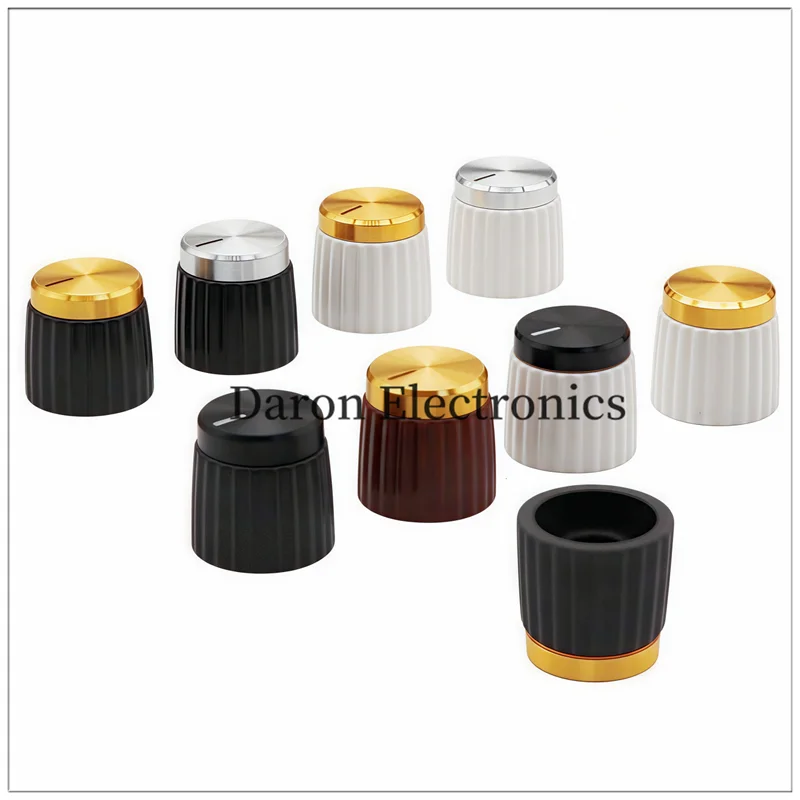 5PCS Metal cover plastic knob 16*16 teeth holes 6mm Marshall speaker knob guitar effecter