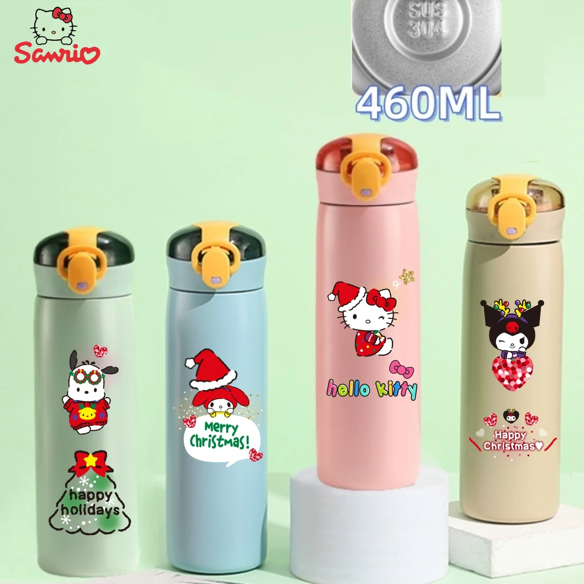 

New 460Ml Christmas Sanrio Kuromi Hello Kitty Stainless Steel Insulation Cup Anime Pattern Peripheral Cup Anime Water Cup Gift