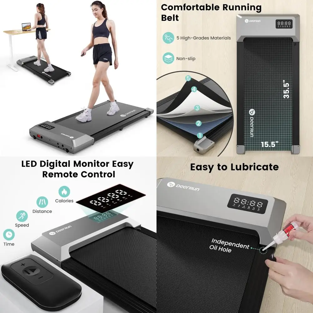 Under Desk 2-in-1 Treadmill, 2.5HP Quiet Walking Pad for Home, Jogging Machine with Remote Control