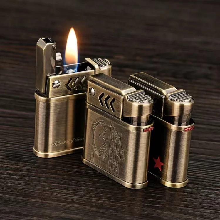 New Machine Cover Ejection Automatic Ignition Kerosene Lighter Windproof Retro Lighter Cigarette Cigar Accessories Men\'s Gift