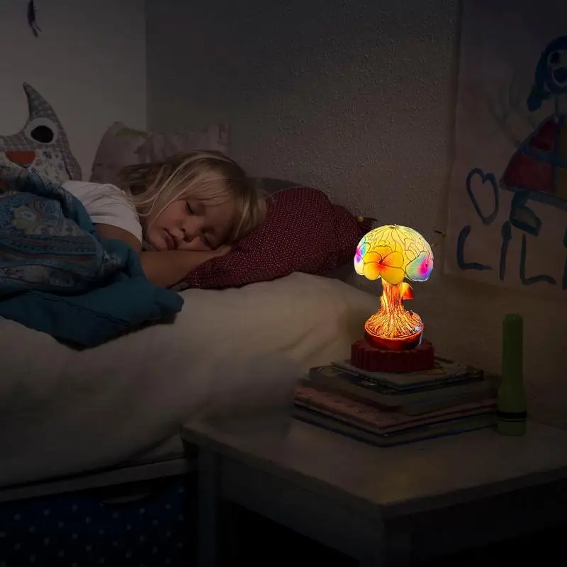 

Resin Table Lamp Colorful Decorative Paint Mushroom Lamp For Kids Bedside Lamp Bohemian Resin Plant Series Night Light Home