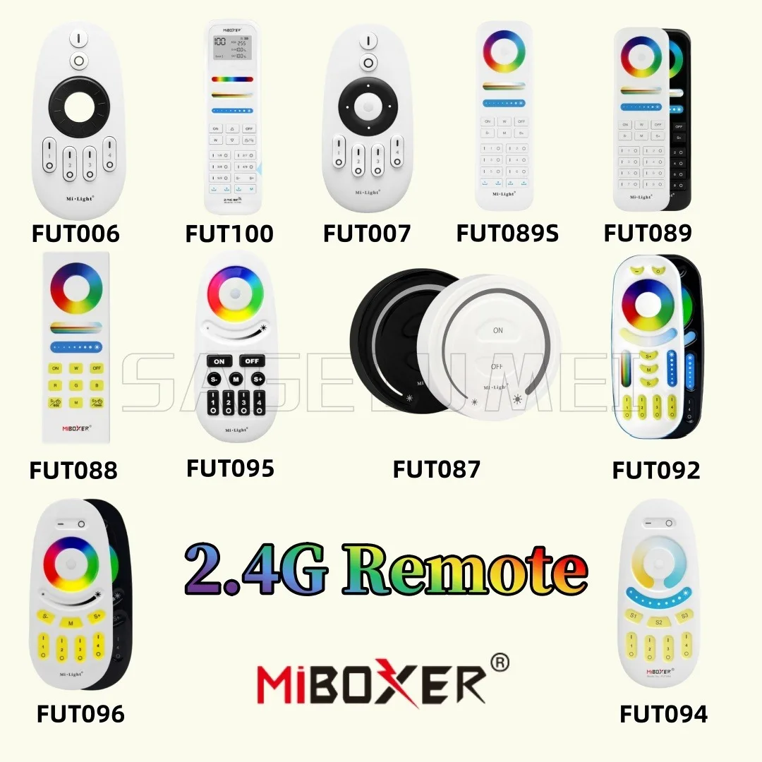 

NEW FUT089 FUT092 FUT088 FUT100 FUT006 4 6 8 100 Zones MiBoxer 2.4G RF Remote Wireless Controller Control RGBCCT LED Light Lamp