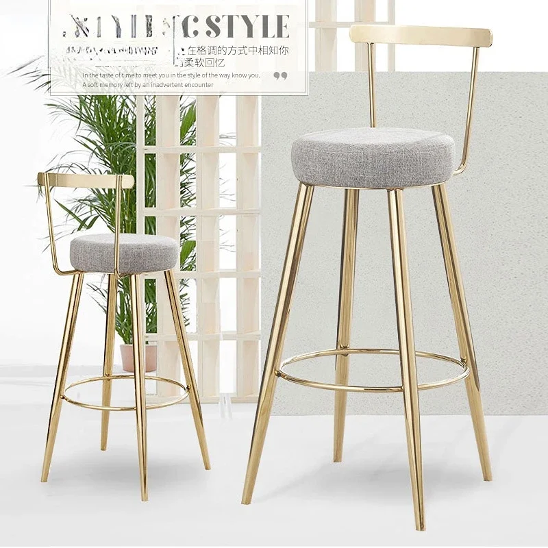 Counter Height Bar Stools with Back, Modern Barstools Island Chair with Polished Gold Stainless Steel and Comfortable Cushion