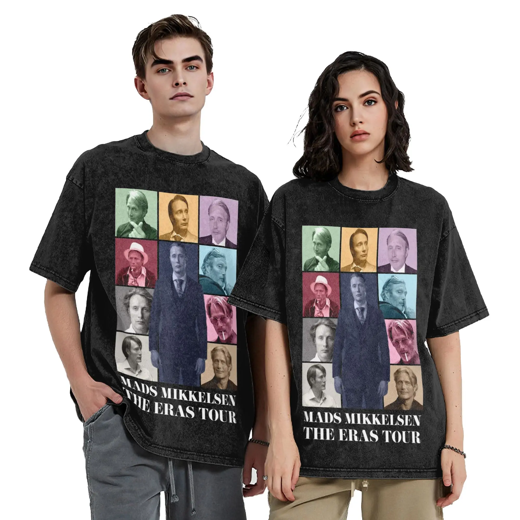 Mads Mikkelsen Eras Tour Washed T Shirts Streetwear Cool T-Shirt  Tees Tops for Men Women Short Sleeve High Street Printed
