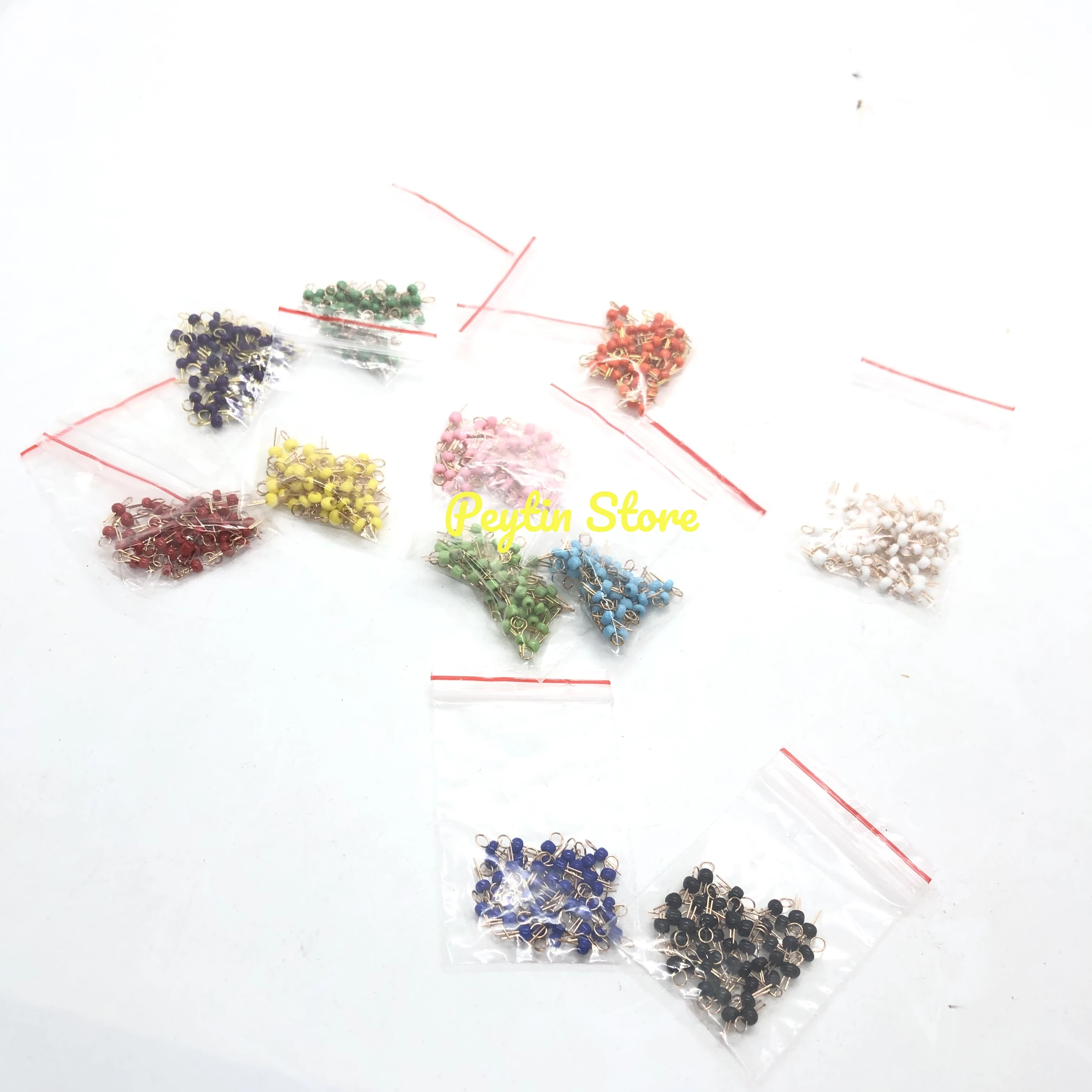 50Pcs Red Blue Green White Yellow Ceramic Gold Plated Copper Solder Probe 0.8-1.0mm PCB Circuit Board Test Pin Point Bead Ring