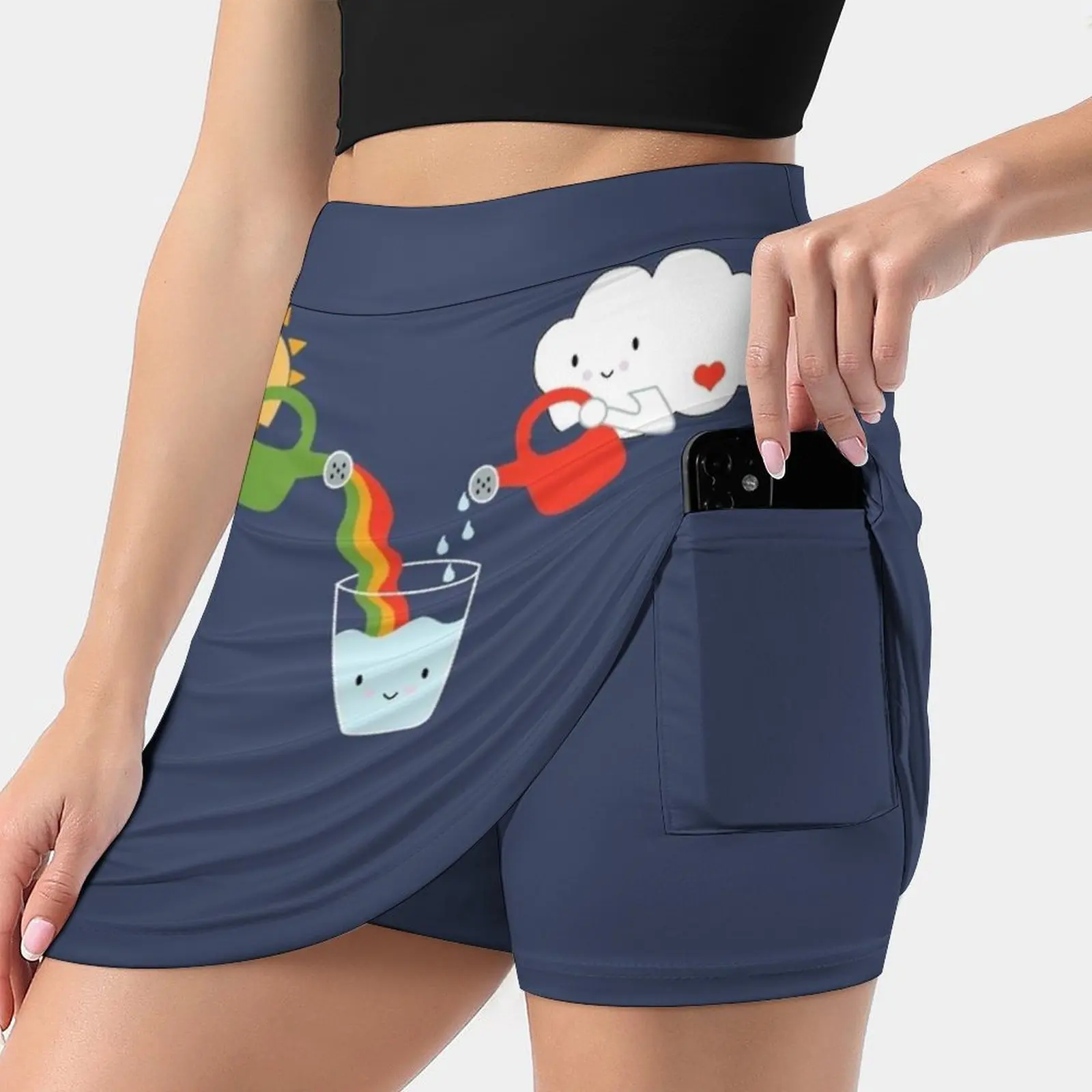 

The Glass Is Refillable Women's skirt Aesthetic skirts New Fashion Short Skirts Glass Quote Sun Cloud Water Refillable Believe