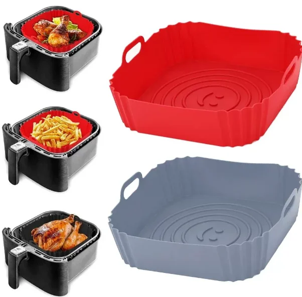 Reusable Airfryer Pan Liner Accessories Silicone Air Fryers Oven Baking Tray Pizza Chicken Airfryer Non-stick Silicone Mould