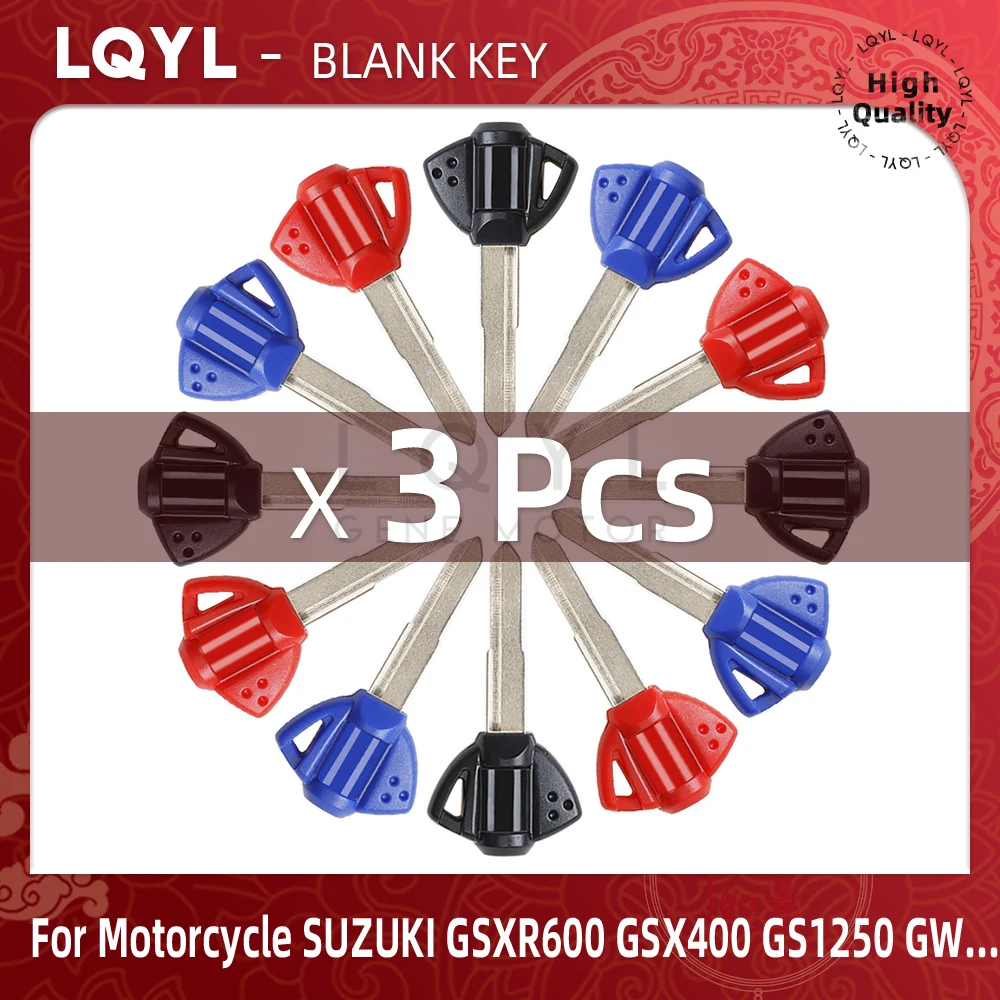 3Pcs New Blank Key Motorcycle Replace Uncut Keys For SUZUKI GSX600 GSX750F GSXR600 GSX250 GSX1000 GS1250  GW250