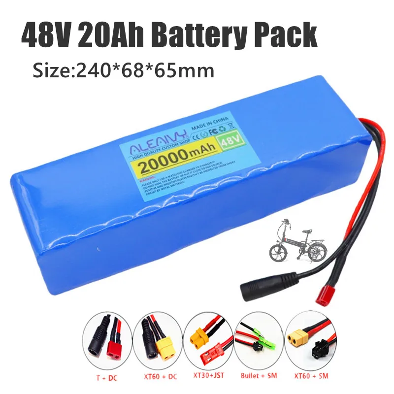 

Aleaivy 48V 20Ah 13S3P built-in lithium battery with BMS, suitable for 500W 750W electric commuting tool 18650 battery pack