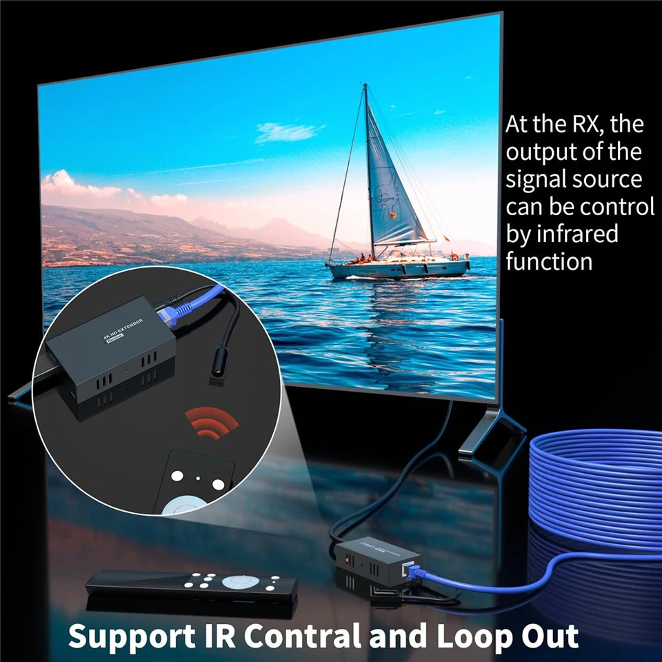 Navceker 4K 60 Гц HDMI Extender Splitter 1x4 3D HDMI RJ45 Extender 60 м Ethernet-передача через CAT5e/6/7 4-канальный 1 контурный выход