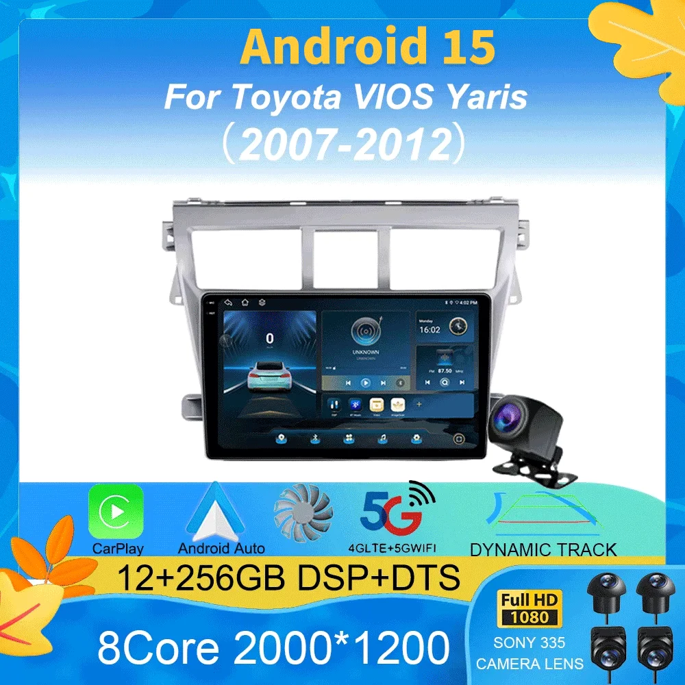 

Android 15 For Toyota VIOS Yaris 2007 2008 2009 2010 - 2012 Car Radio GPS Carplay Multimedia Player Navigation Stereo Auto Audio