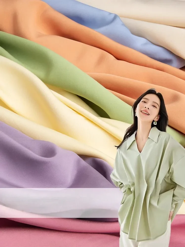 Kain berkualitas tinggi Poplin katun polos dengan Meter untuk gaun piyama Hanfu jahit mengkilap tipis lembut tekstil anti-keriput merah muda