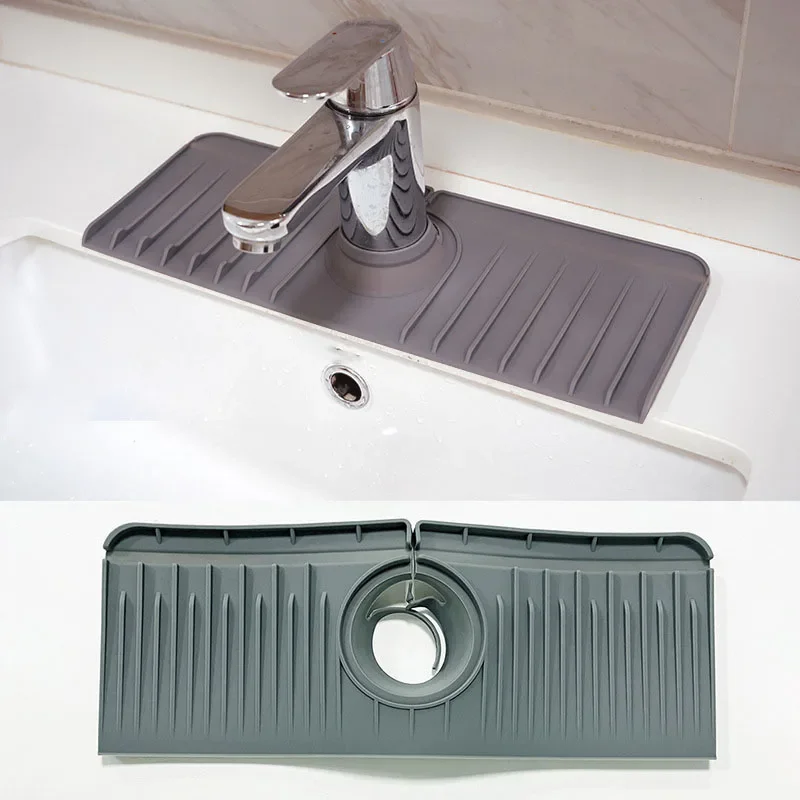 Kitchen Faucet Absorbent Mat Sink Splash Guard Silicone Faucet Splash Catcher Countertop Protector for Bathroom Kitchen Gadgets