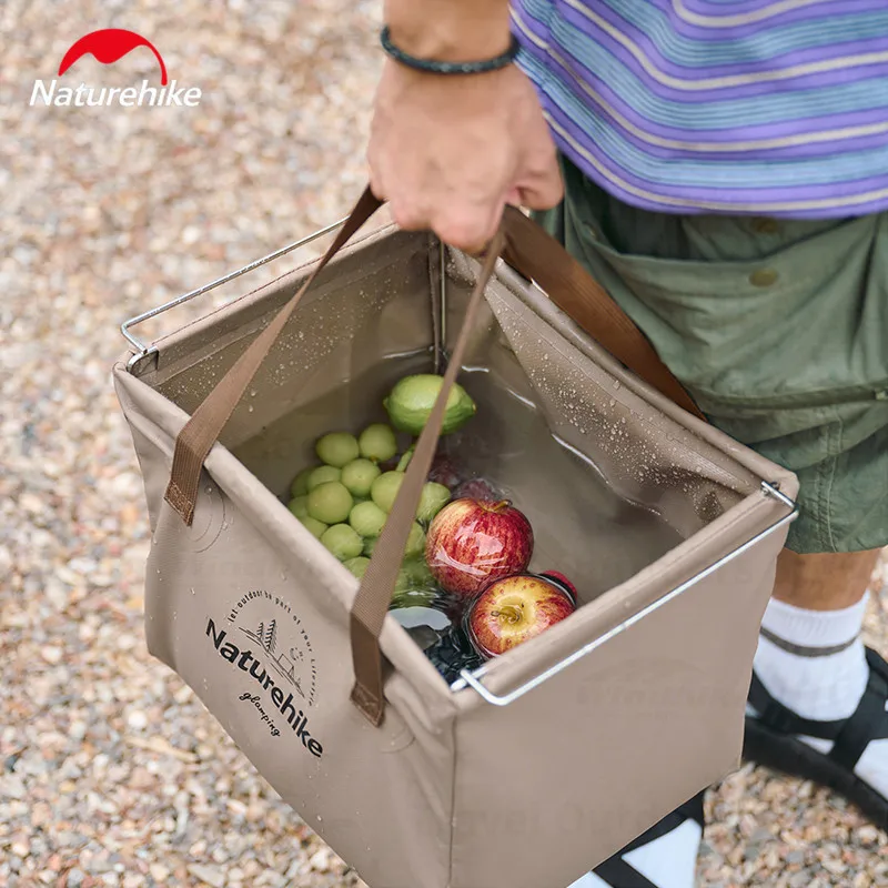 Imagem -05 - Naturehike Pvc Water Bucket Folding Lavatório Pia da Cozinha ao ar Livre Recipiente de Armazenamento Impermeável Armação de Aço Inoxidável 22 Litros