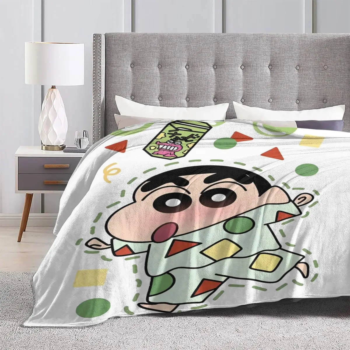 Miniso-Cobertor Kawaii para Sofá, Cadeira, Sofá, Capa de Cama, Colcha, Cama, Sofá, Cobertor Macio, Crayon Decorativo, Shin-chan