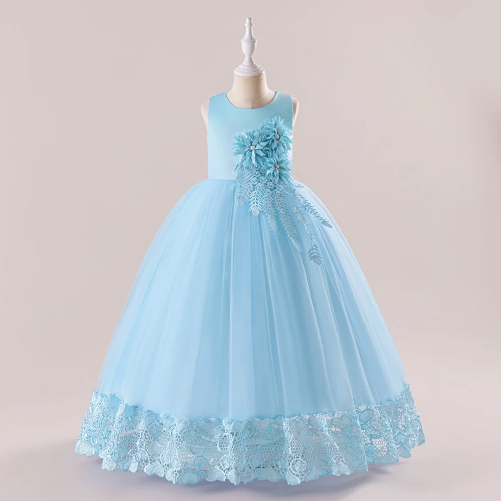 Girls Party Dress 7 Colors 120cm-170cm Kids Piano Dresses Wedding Birthday Ball Gown Photograph Costumes