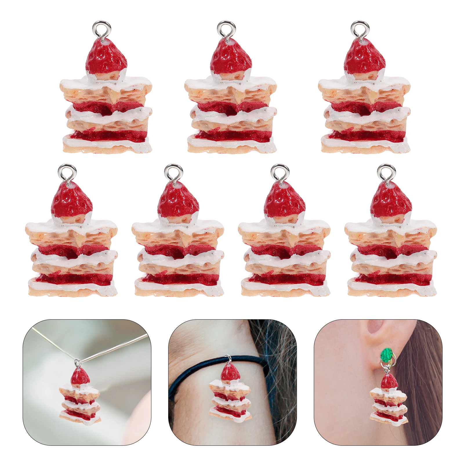 

10 шт. брелок для торта с имитацией клубники, милые подвески для изготовления ювелирных изделий, кекс, смола, подвеска с вишней для выпечки