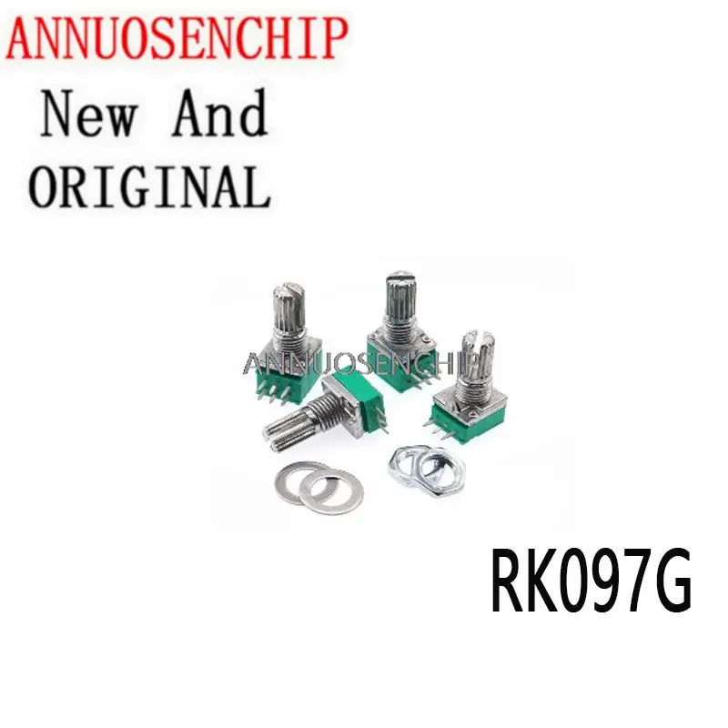 5PCS New And Original 5K 10K 20K 50K 100K 500K B5K with a switch 6pin 3pin shaft 15mm amplifier sealing potentiometer RK097G