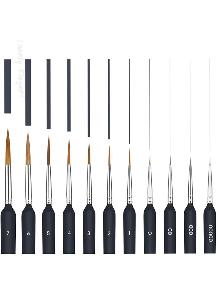 11/22-teiliges schwarzes Detailpinsel-Set, Pinselset mit feiner Spitze, Miniatur-Modellmalpinsel für Acryl, Öl, Modellbau