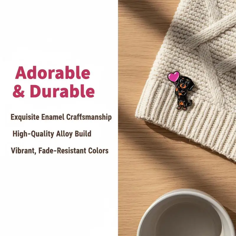 1/5Pcs Collar Lapel Pins Dachshund Enamel Pin Set Cartoon Dog Brooch For Coat Women's Brooches Metal Badges Jewelry Gift