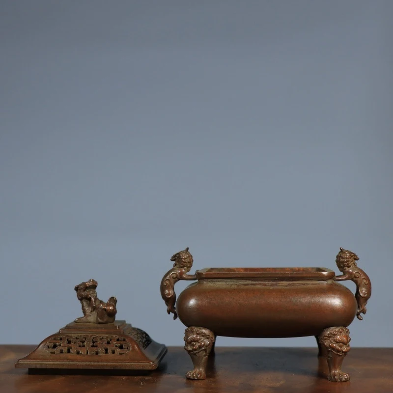 Pure copper Suzhou-style dragon ear sandalwood and agarwood , auspicious animal incense burner for hom