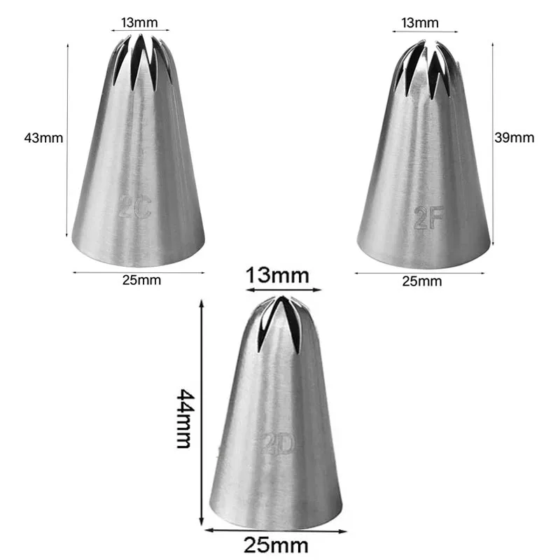 3 sztuk/zestaw # 2C 2D 2F dysze szpryc do ciasta końcówki do szprycy cukierniczej z kwiatem róży do ciastek dekoracja deserów masa cukrowa dysz do kremów