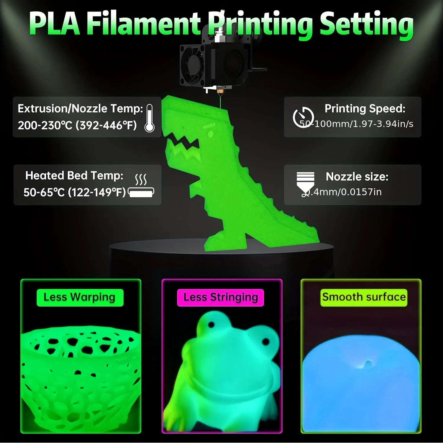 DIY Weihnachtsgeschenk, 1,75mm PLA Leuchtendes 3D-Drucker-Filament, 200g (0,44L) Spule, Leuchtet im Dunkeln, für die Meisten FDM-Drucker – Detail 1